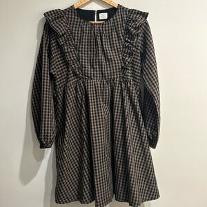 Crewcuts - girls long sleeve ruffle shoulder dress - size 14